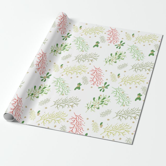 Papel De Presente Natal com visco  (Desenrolado)