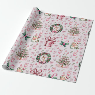 Papel De Presente Natal cor-de-rosa