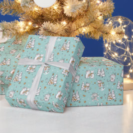Papel De Presente Natal da Família de Ratos de Cartoon