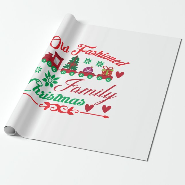 Papel De Presente Natal Da Família Fashious Antiga Art (Desenrolado)