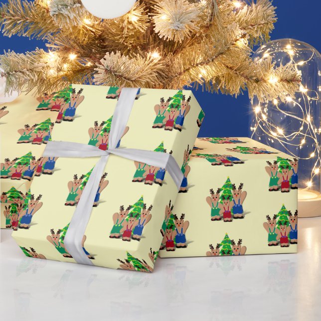 Papel De Presente Natal da família Reindeer Bear (Feriados)