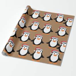 Papel De Presente natal da festa do pinguim com o presente de feriad