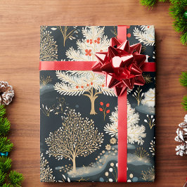 Papel De Presente Natal da Floresta Elegante de inverno