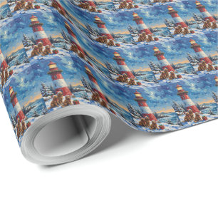 Papel De Presente Natal da Lanterna de Newfoundland Feriado