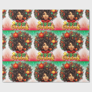 Papel De Presente Natal da Melanina Rainha Negra Mulher Melanina Nat