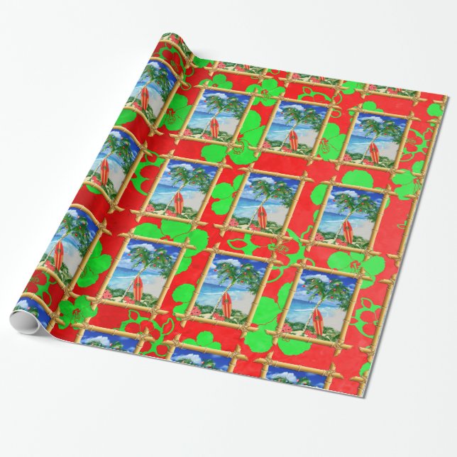 Papel De Presente Natal da praia (Desenrolado)