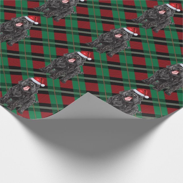 Papel De Presente Natal da Xadrez de Feriado Terrier Russo Negro (Ponta)