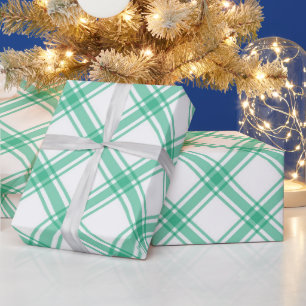 Papel De Presente Natal da Xadrez de Tartan Verde legante