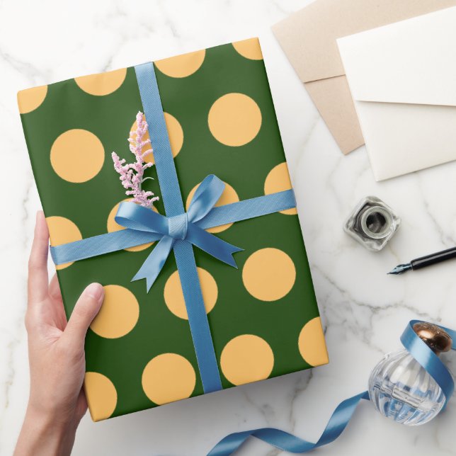 Papel De Presente Natal das Bolinhas Verdes Modernas (Presentear)