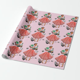 Papel De Presente Natal de 1950 Senhora Vintage