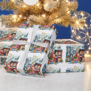 Papel De Presente Natal de 1950 Senhora Vintage