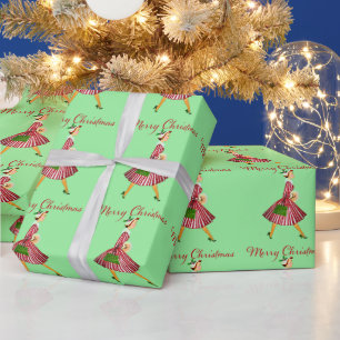 Papel De Presente Natal de 1950 Senhora Vintage