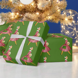Papel De Presente Natal de 1950 Senhora Vintage