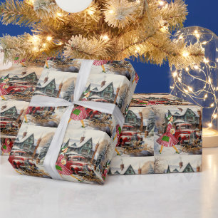 Papel De Presente Natal de 1950 Senhora Vintage 