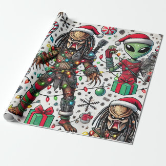 Papel De Presente Natal de alienígena e predador