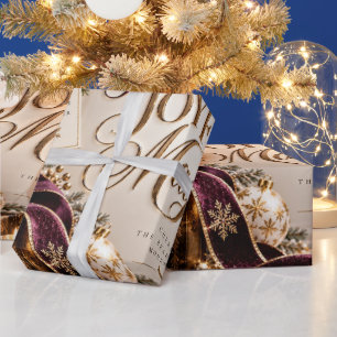 Papel De Presente Natal de Ameixa Mágico Alegre e Pacífico