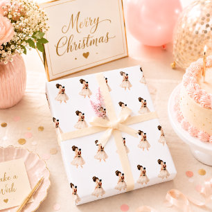 Papel De Presente Natal de bailarina quebra-nozes rosa branco