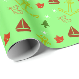 Papel De Presente Natal de Barco à Vela Náutico