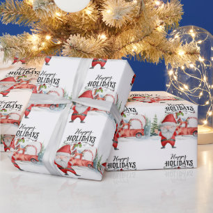 Papel De Presente Natal de baseball com Papai Noel e Neve