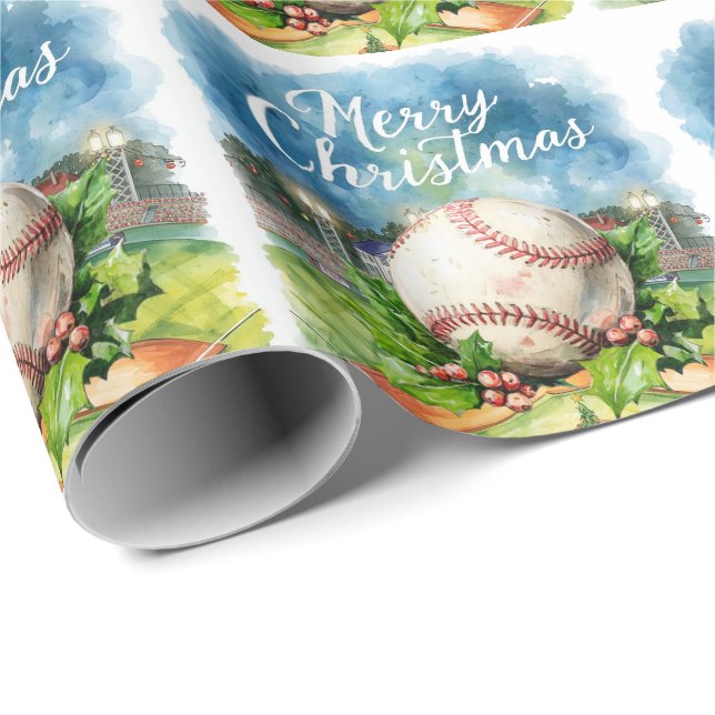 Papel De Presente Natal de baseball temido no estádio (Ponta do rolo)