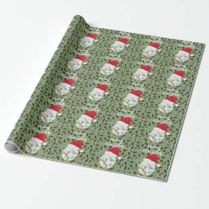 Papel De Presente Natal de beisebol com chapéu de Papai Noel