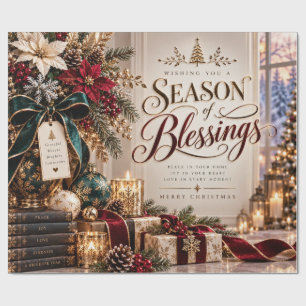 Papel De Presente Natal de Bênçãos Borgonha