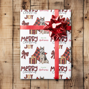 Papel De Presente Natal de Buffalo Xadrez Siberian Husky