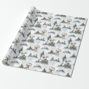 Papel De Presente Natal de Cabina de inverno Rustic Mountain
