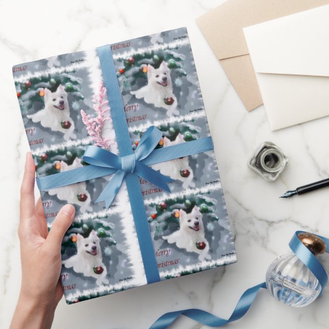 Papel De Presente Natal de Cão Eskimo Americano (Presentear)