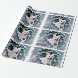 Papel De Presente Natal de Cão Eskimo Americano