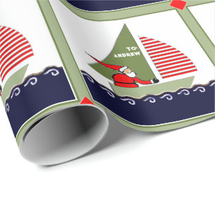 Papel De Presente Natal de Férias de Barco à Vela