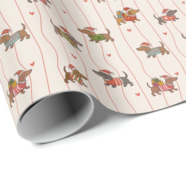 Papel De Presente Natal de Férias de Cachorro (Ponta do rolo)