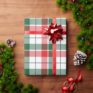 Papel De Presente Natal de Férias Verdes Vermelhas Tradicional