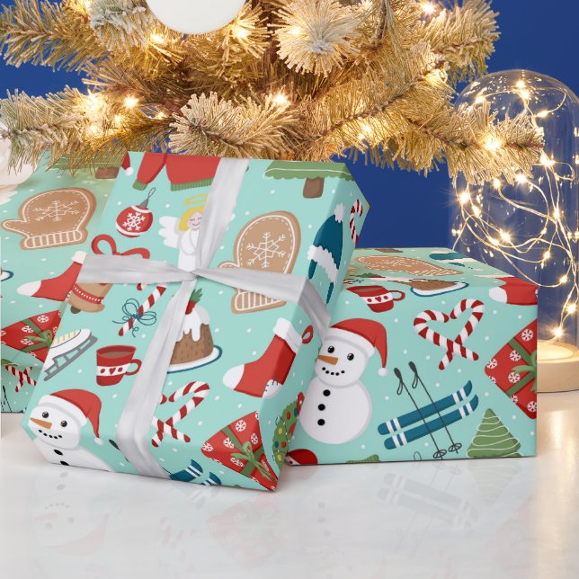 Papel De Presente Natal de Férias Vermelhas e Rosa (Feriados)