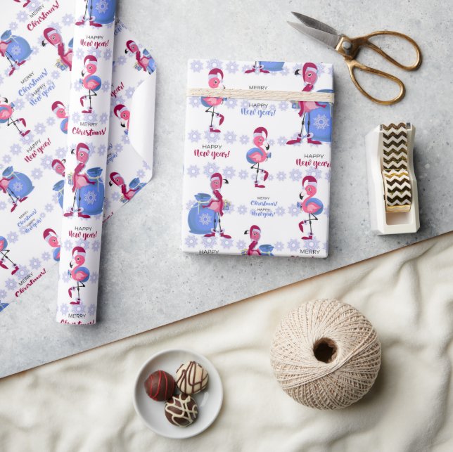 Papel De Presente Natal de Flamingo Tropical (Artesanato)