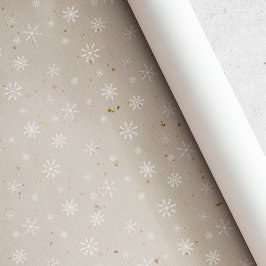 Papel De Presente Natal de Floco de Neve Kraft Rústico
