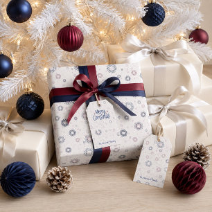 Papel De Presente Natal de Flocos de Neve em Camadas Azul-Marinho e