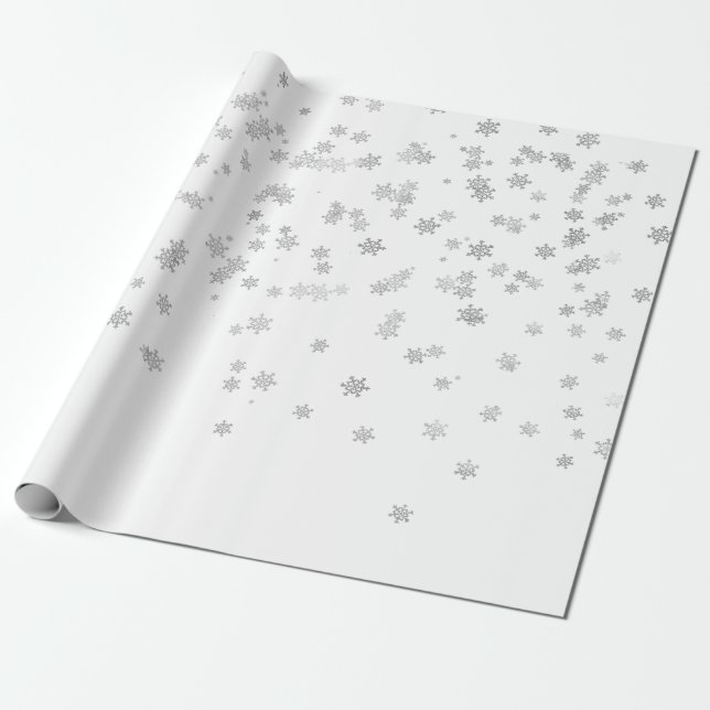 Papel De Presente Natal de Flocos de Neve Metálicos rosa Dourados (Desenrolado)