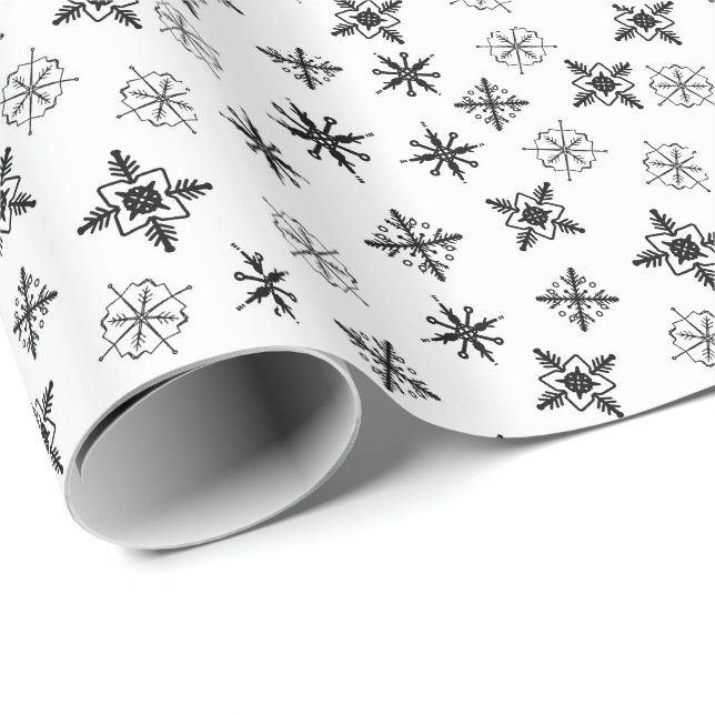 Papel De Presente Natal de Flocos de Neve Simples (Ponta do rolo)