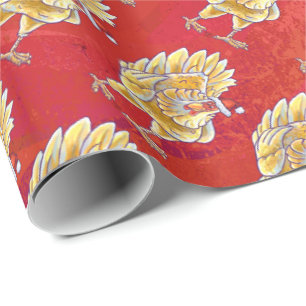 Papel De Presente Natal De Frango Em Vermelho