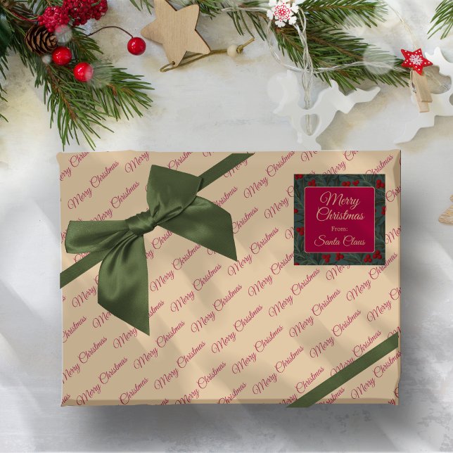 Papel De Presente Natal de Frutas de Azevinho (Criador carregado)