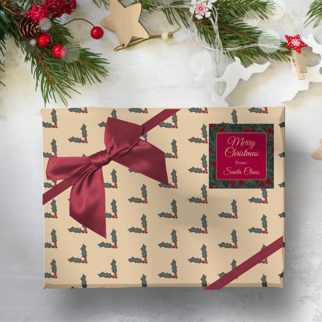 Papel De Presente Natal de Frutas de Azevinho (Criador carregado)