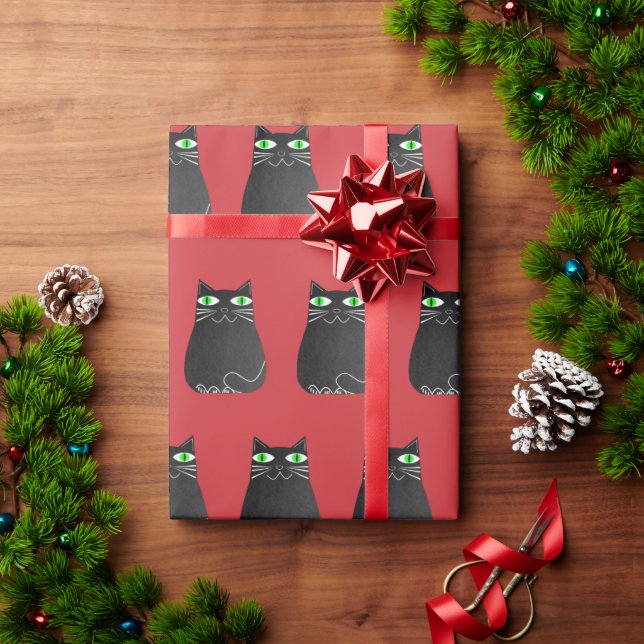 Papel De Presente Natal de Gato Negro (Presente de Natal)