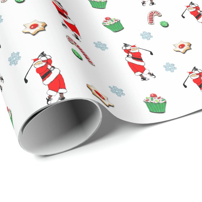 Papel De Presente Natal de Golfe Feriado (Ponta do rolo)