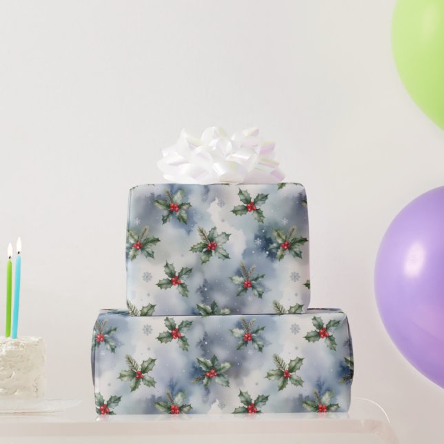 Papel De Presente Natal de Inverno da Holly (Presentes para festas)