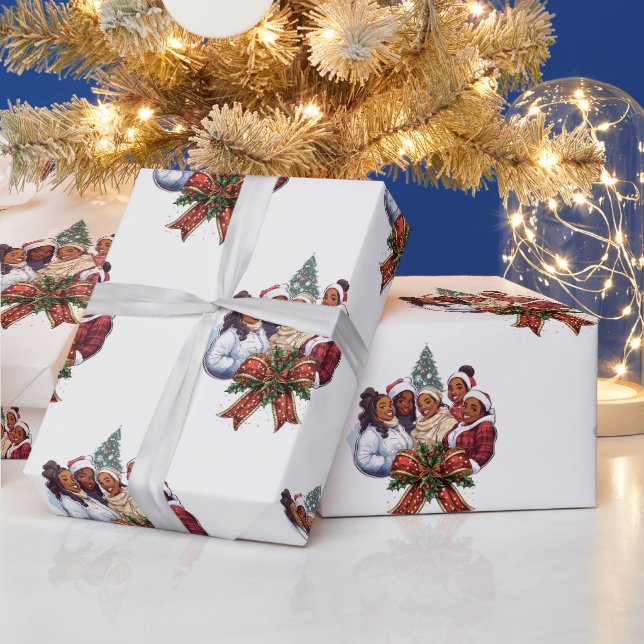 Papel De Presente Natal de Mulheres Americanas Africanas (Feriados)