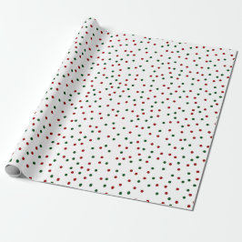 Papel De Presente Natal de padrão de Bolinhas Verde Vermelho