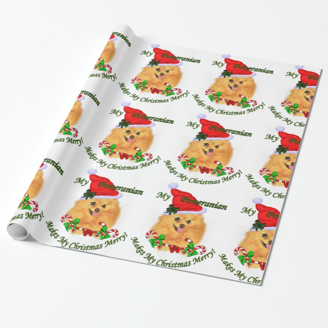 Papel De Presente Natal de Papais noeis da Pomerânia (Desenrolado)