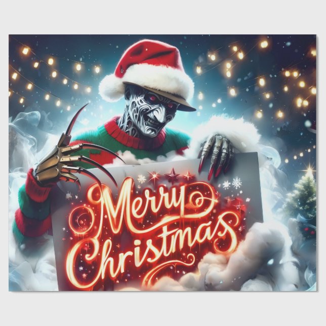 Papel De Presente Natal de Pesadelo Alegre  (Aberto)