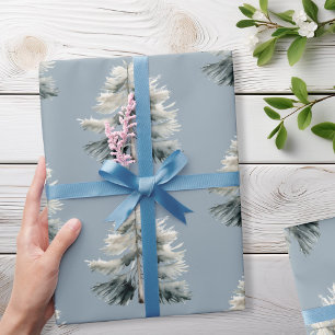 Papel De Presente Natal de Pine Minimalista Moderna em Aquarela